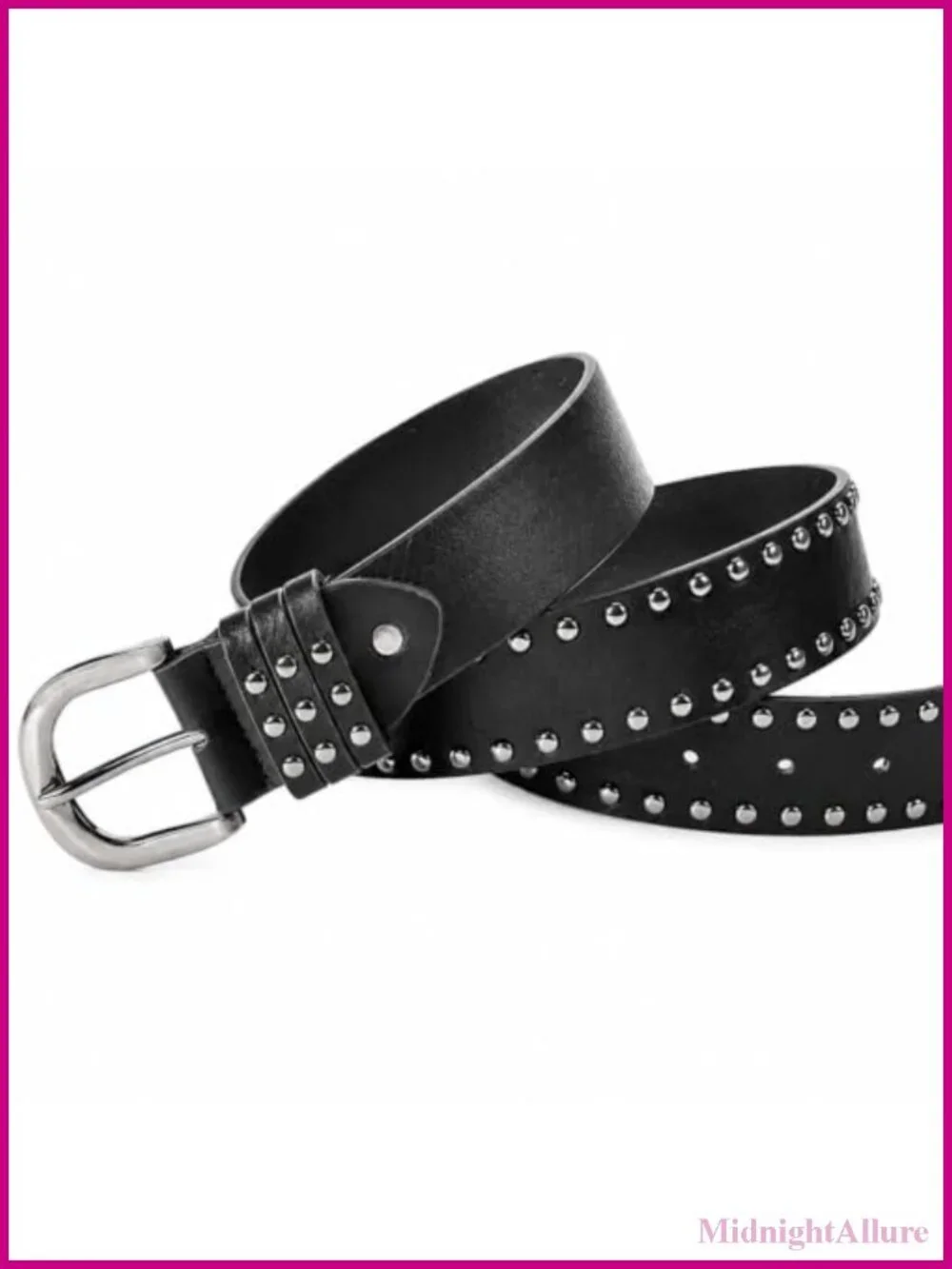 Faux Leather Western Cowboy Belt Embossed Adjustable Studded Pull On